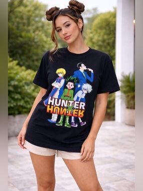 Hunter x Hunter Anime Graphic T Shirt Black Size Medium Manga Tee